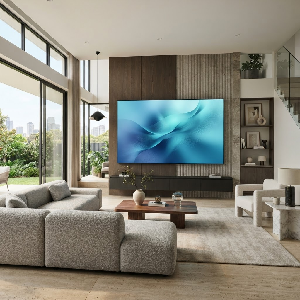 LED video wall in a modern luxury living room
